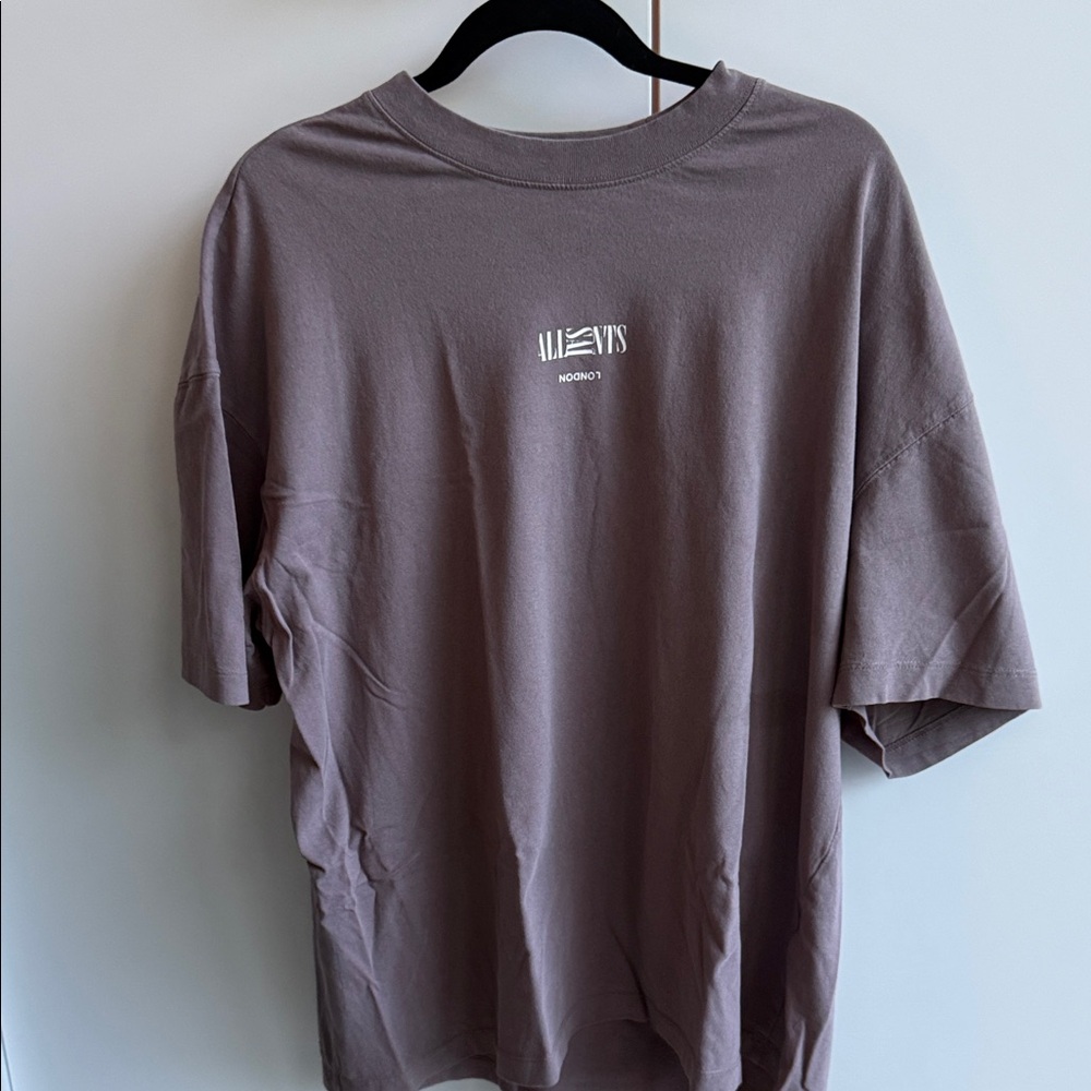 All Saints Men's Taupe Short Sleeve Tee